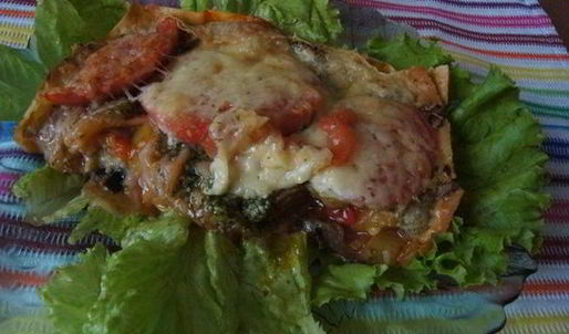 овощная лазанья из лаваша с лечо и баклажаном