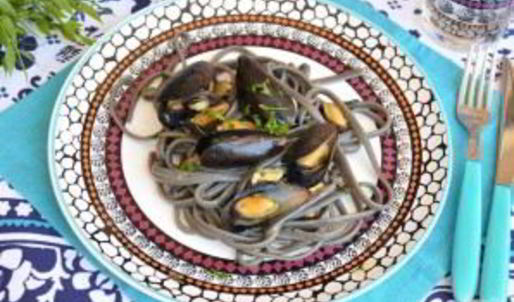 черная паста с морепродуктами