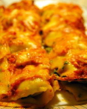 Каннеллони с креветками и шпинатом