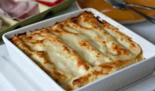 каннеллони с ветчиной и сыром