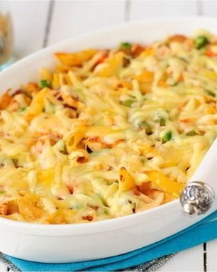 Макароны с капустой и курицей