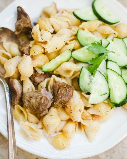 Рецепт макарон с тушеным мясом