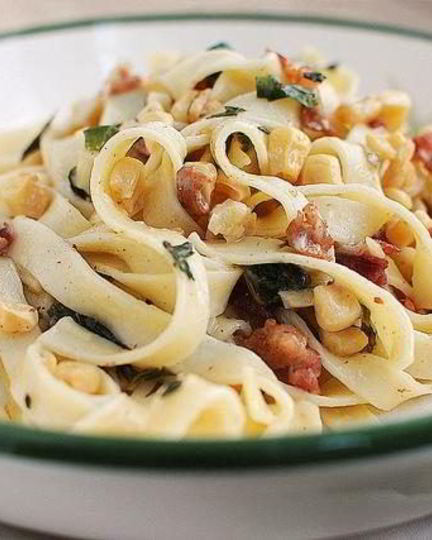 Рецепт пасты карбонара с кукурузой и чили