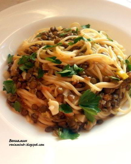 Рецепт пасты с чечевицей, пореем и тимьяном