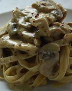 Паста с индейкой и шампиньонами