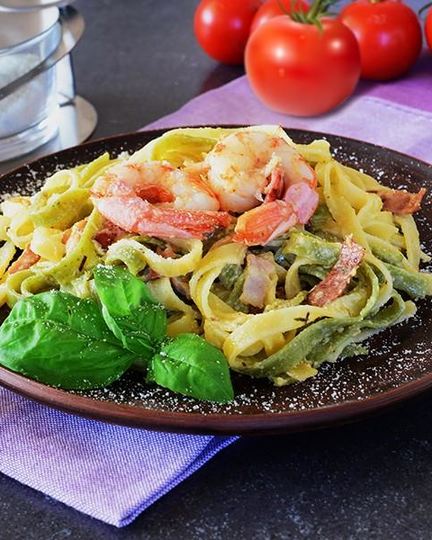 Рецепт пасты с королевскими креветками в сливочном соусе