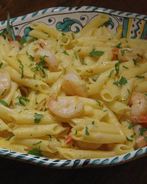 Паста с тыквой и креветками