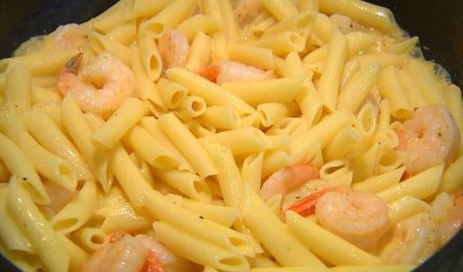 паста с тыквой и креветками