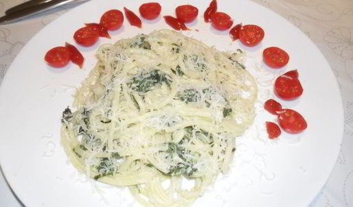 паста со шпинатом и сыром филадельфия