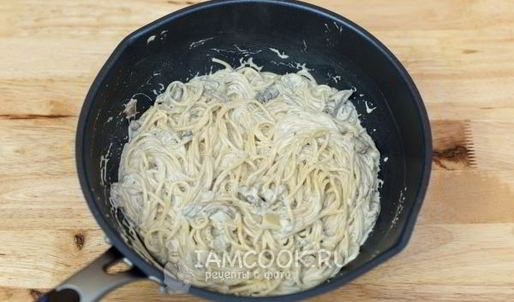 спагетти с белыми грибами