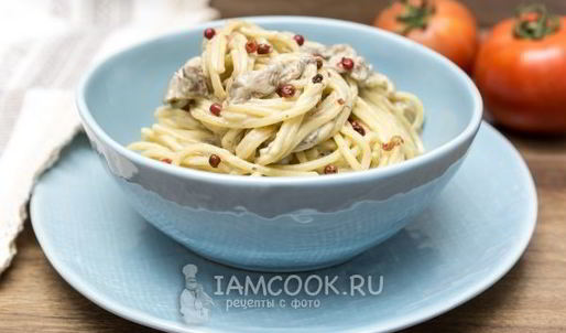 спагетти с белыми грибами