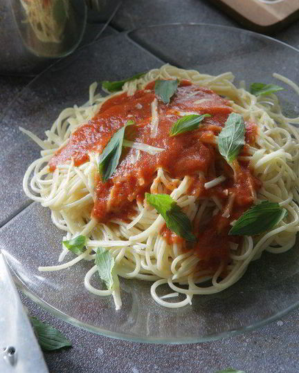 Рецепт спагетти с имбирем и помидорами