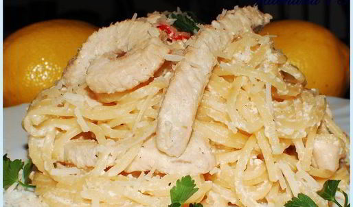спагетти с индюшкой и лимоном