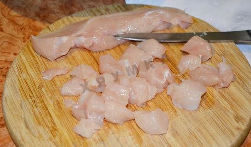 спагетти с курицей в сливочном соусе