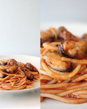 Спагетти с мидиями в томатном соусе