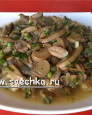 Чакапули из шампиньонов с зеленью и вином