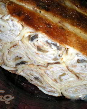 Курица фаршированная блинами