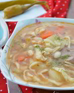 Чорба с домашней лапшой и фасолью