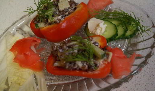 фаршированный болгарский перец с чечевицей