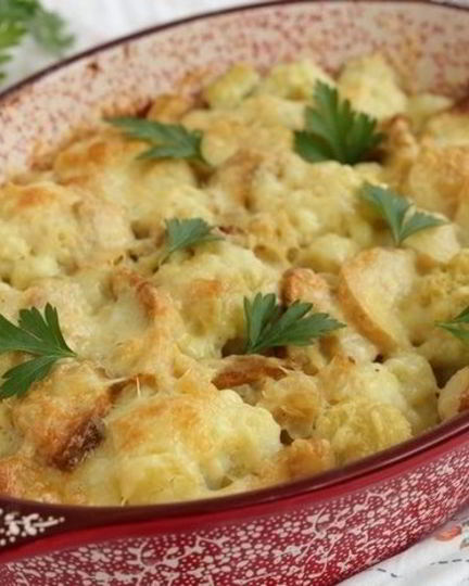 Рецепт гратен с цветной капустой и белыми грибами