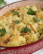 Гратен с цветной капустой и белыми грибами