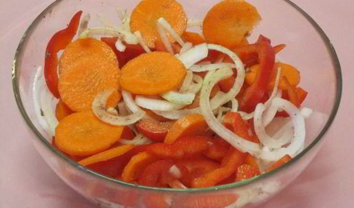 куриная печень с овощами в духовке