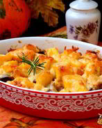 Куриная печень запеченная с тыквой под сыром