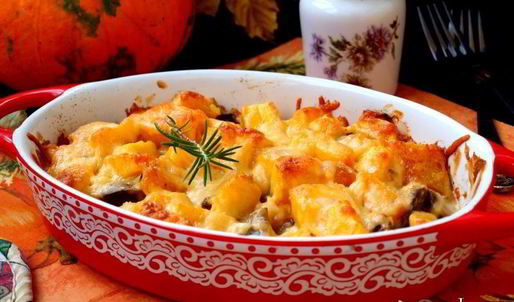 куриная печень запеченная с тыквой под сыром
