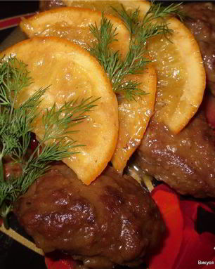 Печень с апельсинами в соусе