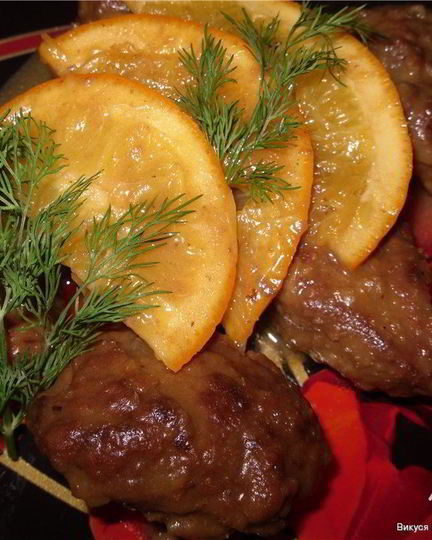 Рецепт печени с апельсинами в соусе