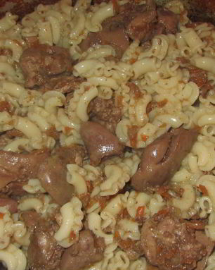Печень с макаронами