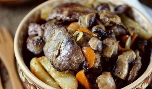 жареная картошка с печенью