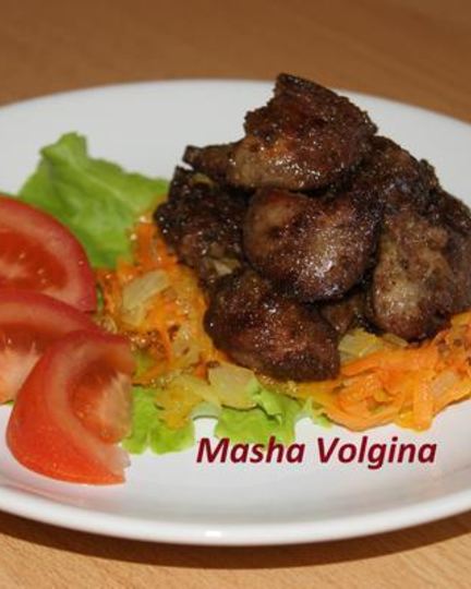 Рецепт жареной куриной печени с сердечками