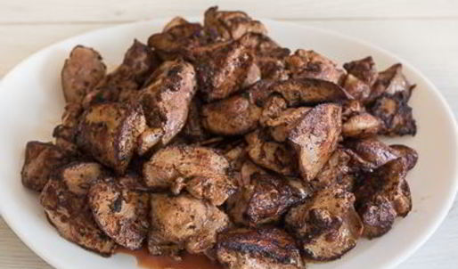 жареная утиная печень с грибами