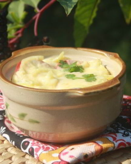 Рецепт пельменей в омлете с овощами