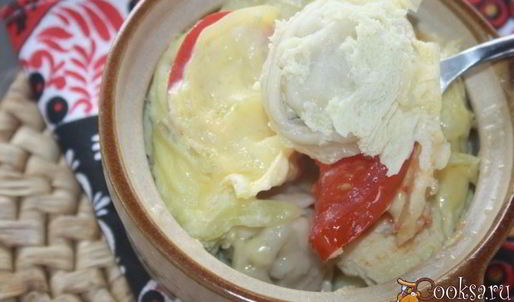 пельмени в омлете с овощами