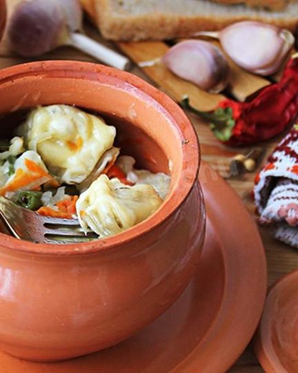 Рецепт пельменей запеченных в горшочке