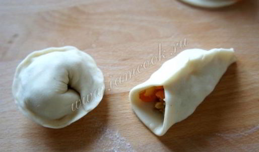 рыбные пельмени с овощами