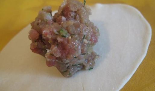 вонтоны с луком и свининой