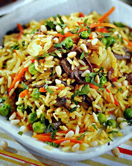 Рецепт овощного плова с грибами