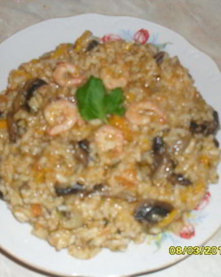 Рецепт паэльи с креветками и грибами