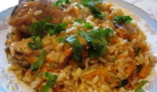 плов с курицей в утятнице