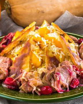 Плов с телятиной, тыквой и кизилом Балгабах