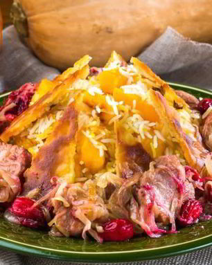 Плов с телятиной, тыквой и кизилом Балгабах