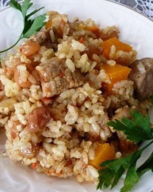 Плов с тыквой и мясом