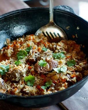 Плов в казане из говядины