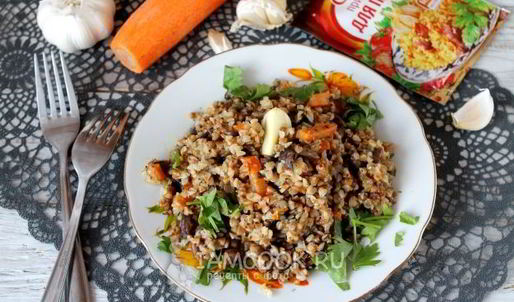 постный плов из гречки с опятами