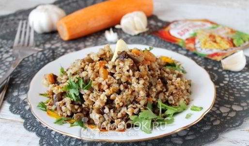 постный плов из гречки с опятами