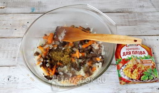 постный плов из гречки с опятами