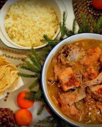 Рецепт фрикасе из кролика с рисом и лепешками